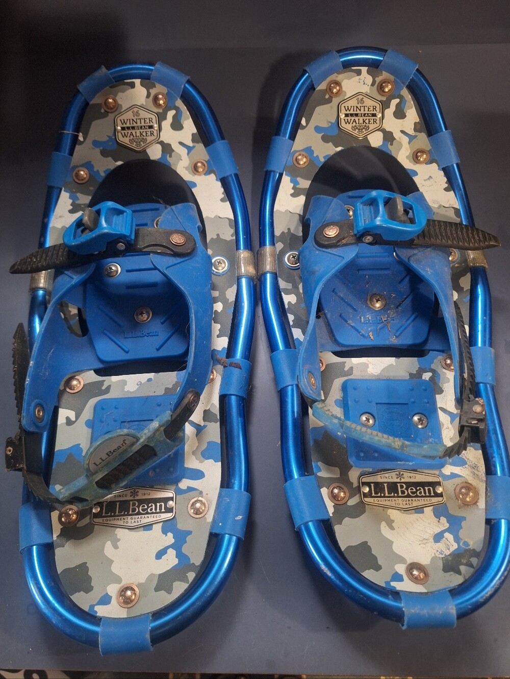L.L. Bean Kids Blue Camo Snowshoes